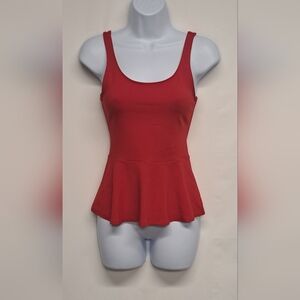 Express XS Red Peplum Top Stretch Zipper Back Excellent Condition